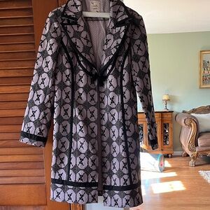 Nanette Lepore Boutique Black and Purple embroidered long jacket